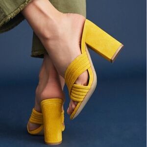 NEW - Raphaella Booz Cross Band Heeled Mules Size 36 EUR Color Yellow